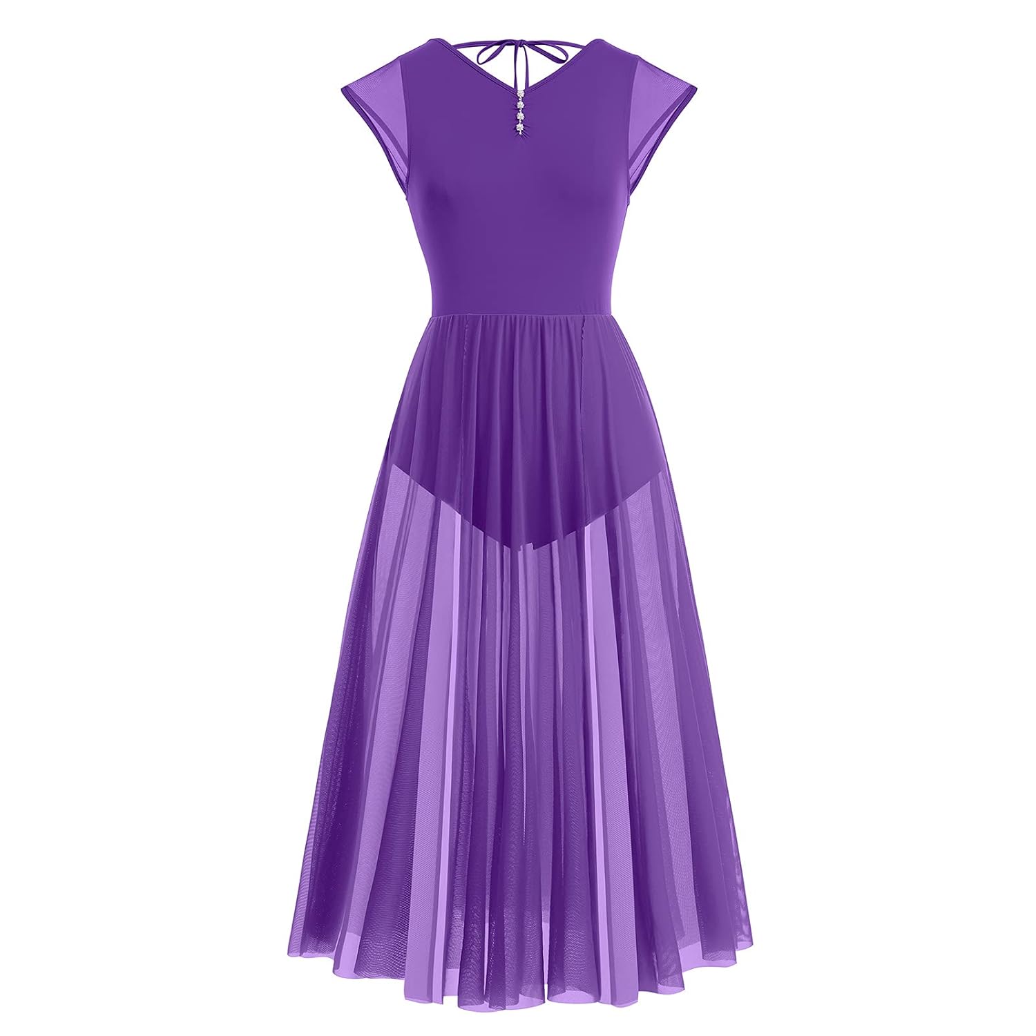 ODASDO Women Lyrical Dance Costume Adult Modern Contemporary Dancewear Cap Sleeve Flowy Mesh Split Maxi Long Dress ODASDO Women Lyrical Dance Costume Adult Modern Contemporary Dancewear Cap Sleeve Flowy Mesh Split Maxi Long Dress