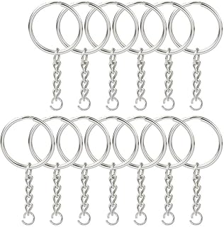 150 Pcs NANSSY 1 Inch/25mm Split Keyrings with Chain Silver Keychain Ring, Key Chains Rings Parts with Open Jump Ring and Connector.