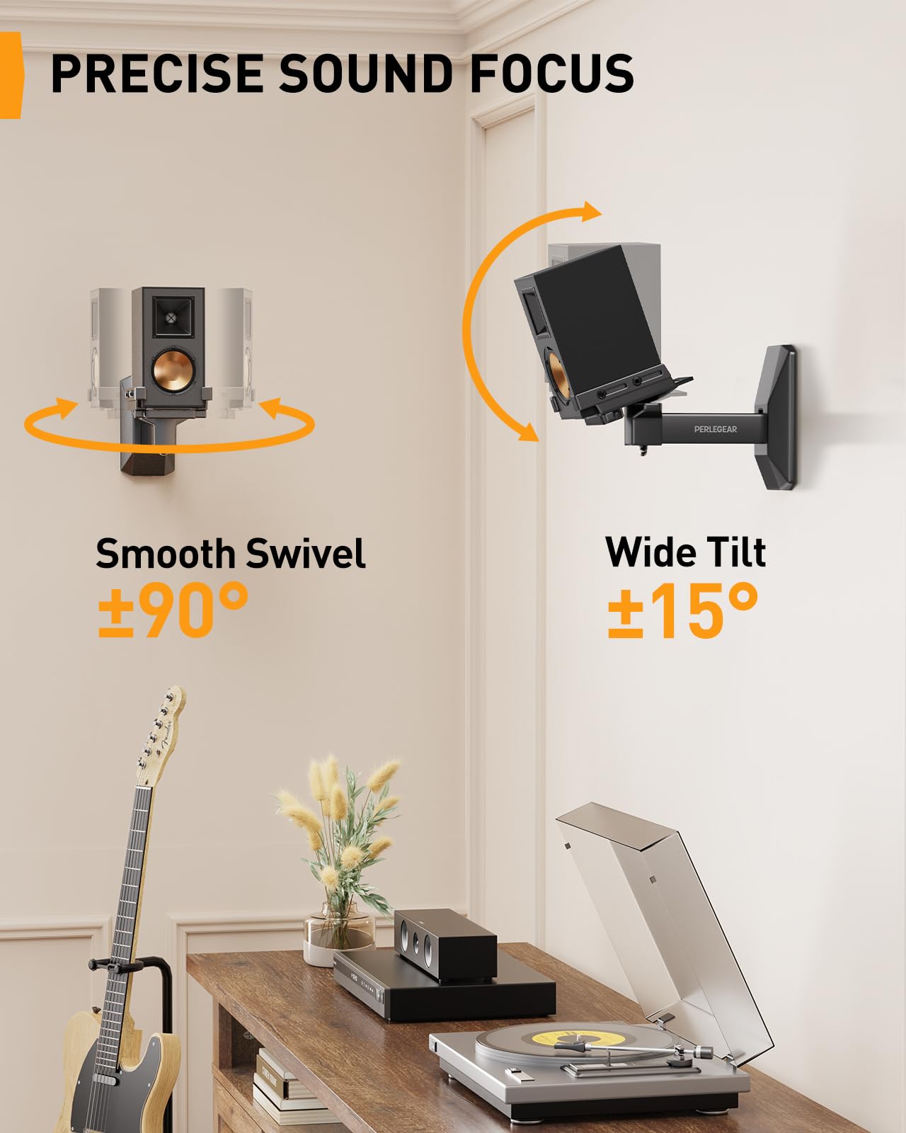 Amazon | Perlegear スピーカーウォールマウント ブックシェルフ