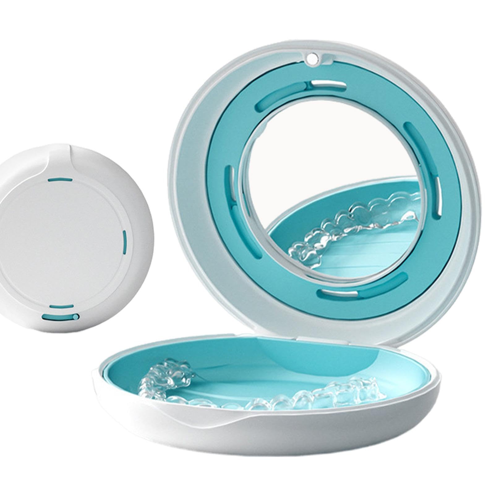 GmeDhc Boîte de Dentier avec Passoire, Portable Boite Appareil Dentaire | Boîtier de Nettoyage pour Prothèses, Boîte de Retenue Orthodontique, Boîte de Nettoyage de Retenue