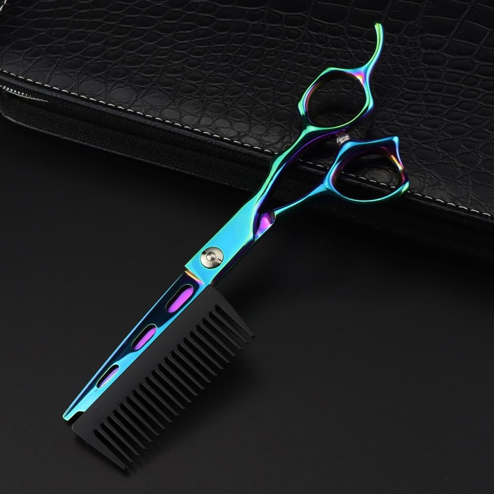 Haarschneideschere, 6 Zoll, professionelle JP440c-Stahl-Grün, 2-in-1-Haarschneideschere mit Kamm, Haarschnitt, Friseurschere, Haarschneideschere