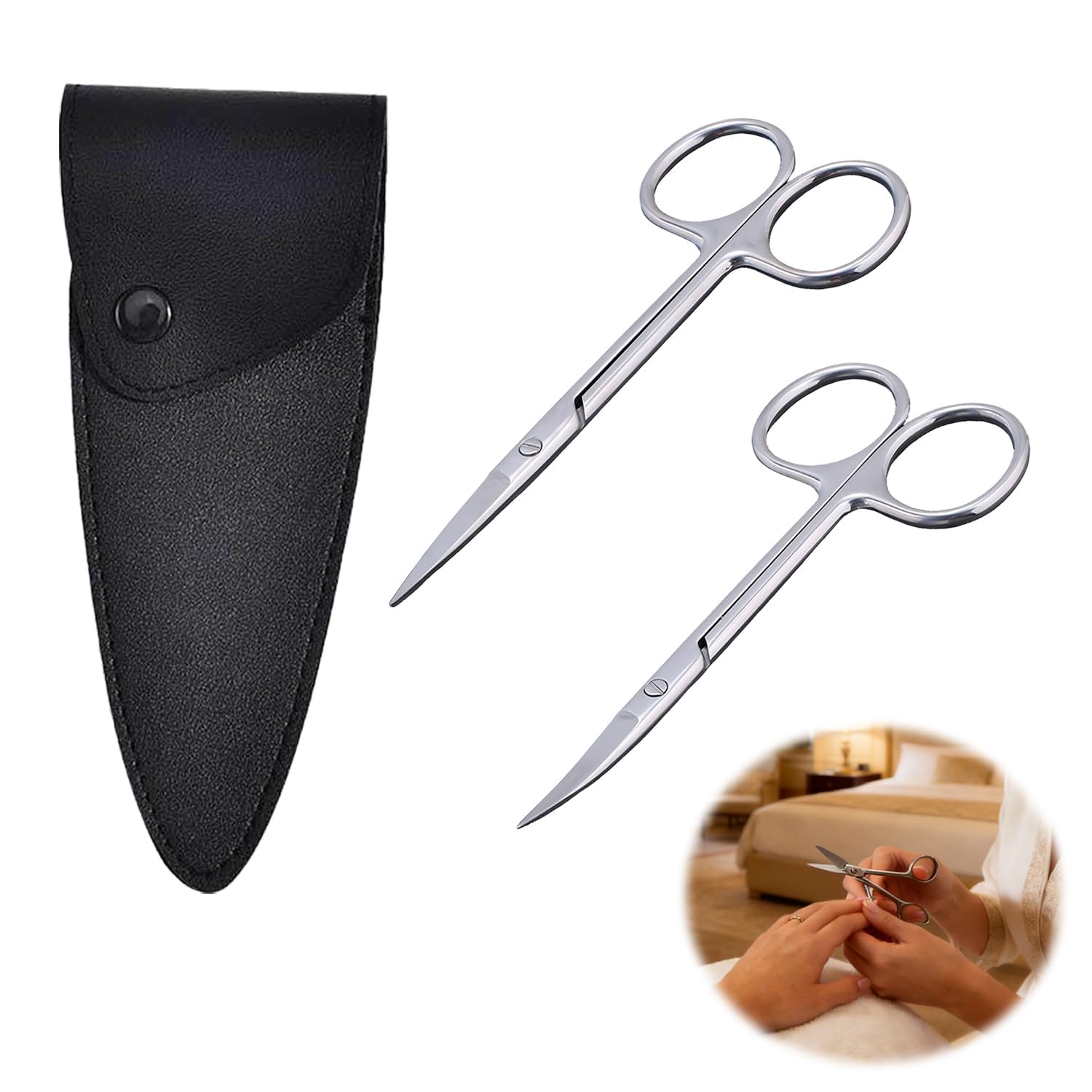 2 PièCes Ciseaux à Cuticules, Ciseauxs Ongles Professionnels Ciseaux Ongles Extra Tranchants Coupe-Cuticules Professionnel Extra Fins Pour Manucure PéDicure Ciseauxs à Sourcils Pour PéDicure Beauté