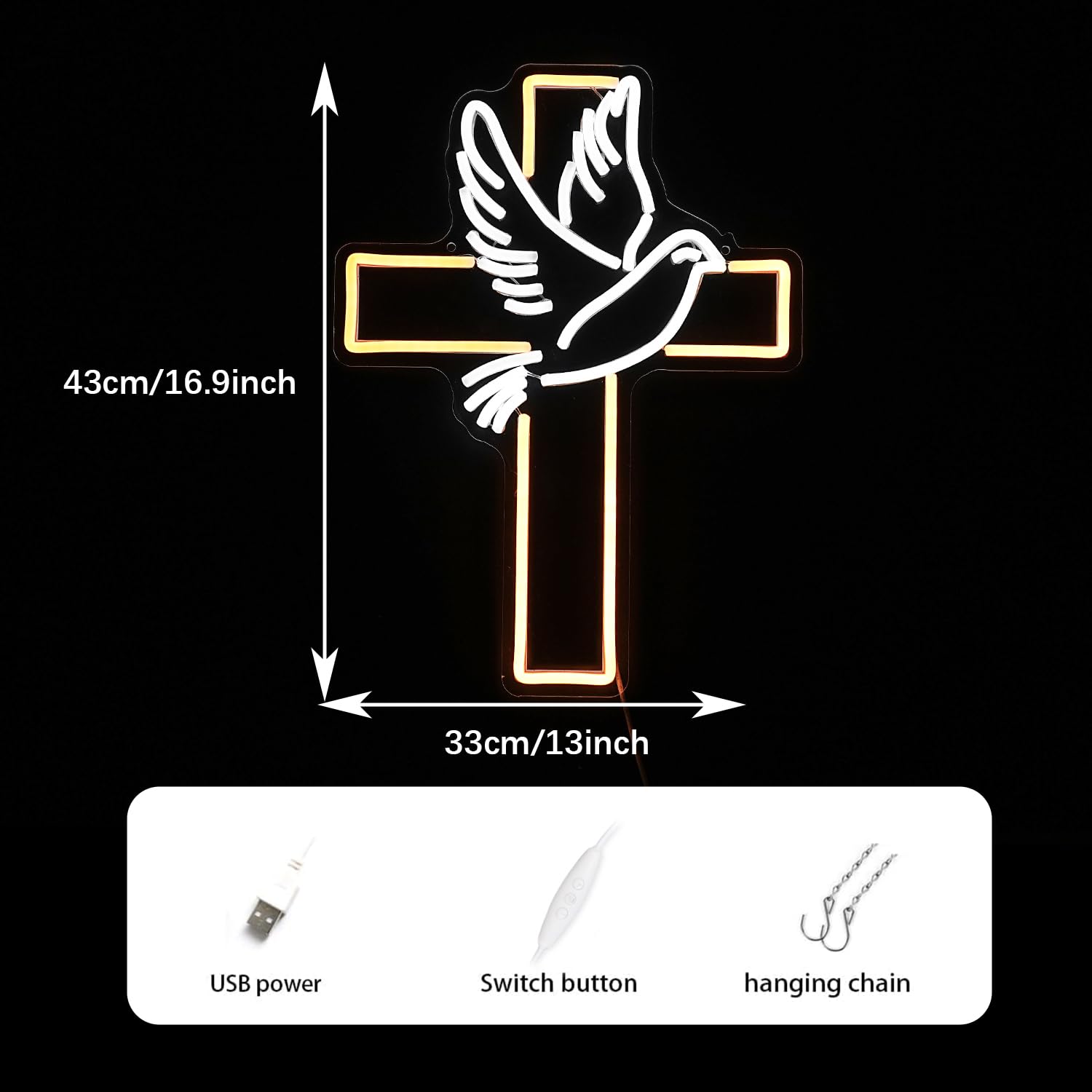 Panneau néon LED à intensité variable pour décoration murale, colombe de la paix, alimentation USB, panneau lumineux pour festival, fête, mariage, décoration d'intérieur