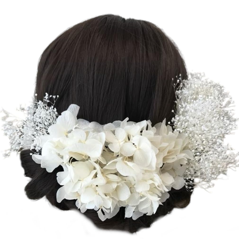 グリーンアジサイのかんざし髪飾り 成人式和装 結婚式 アップスタイル