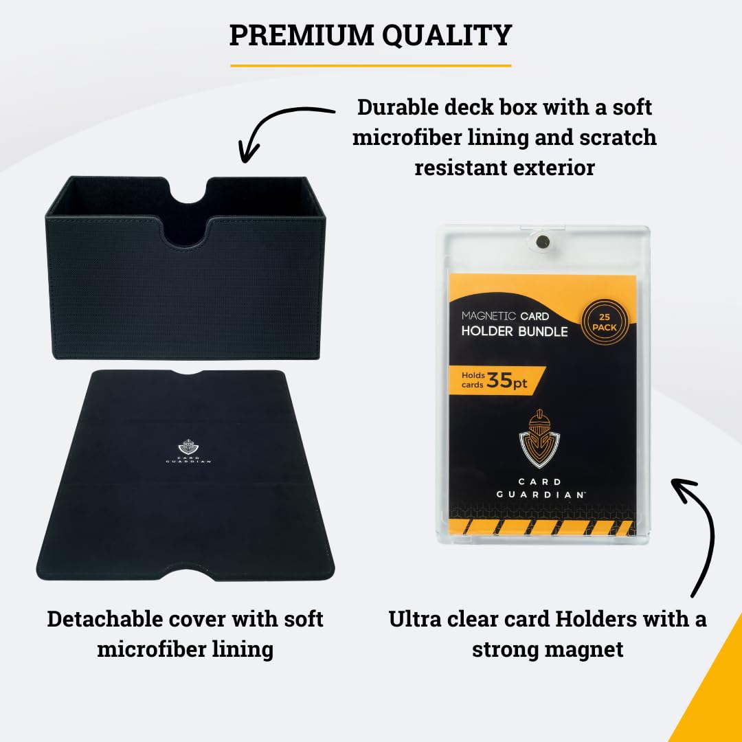 Card Guardian - Ensemble porte-cartes magnétique | Boîte Premium avec 25 porte-cartes magnétiques et chiffon de nettoyage (noir)