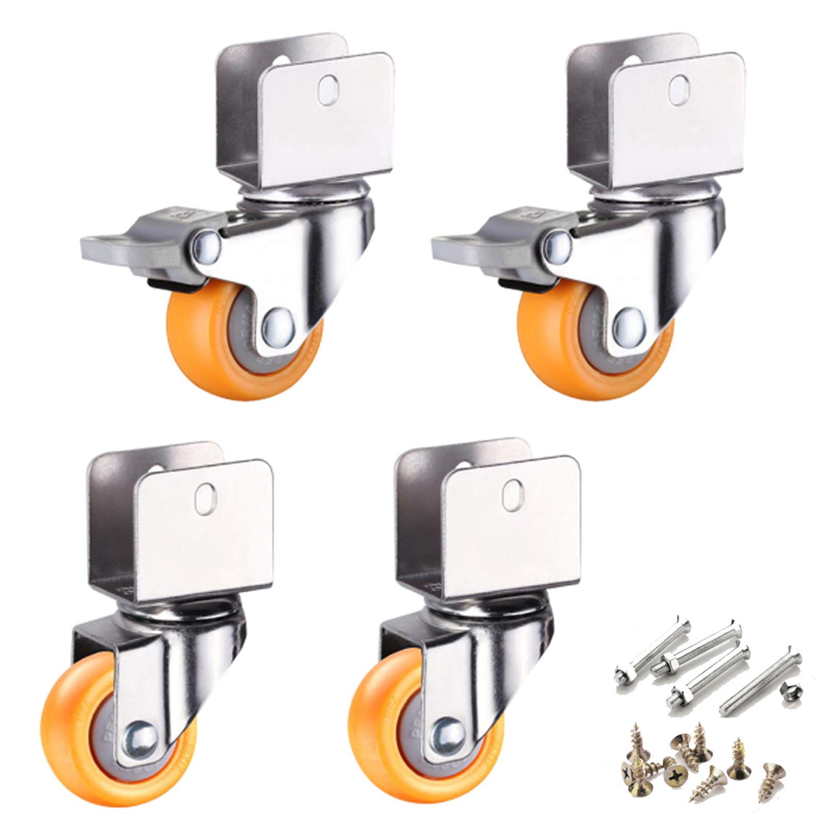 Ruedas giratorias Ruedas giratorias Ruedas giratorias de 2 pulgadas con bloqueo doble de seguridad, ruedas giratorias pequeñas de 50 mm, ruedas giratorias para muebles para cama, con soporte en forma