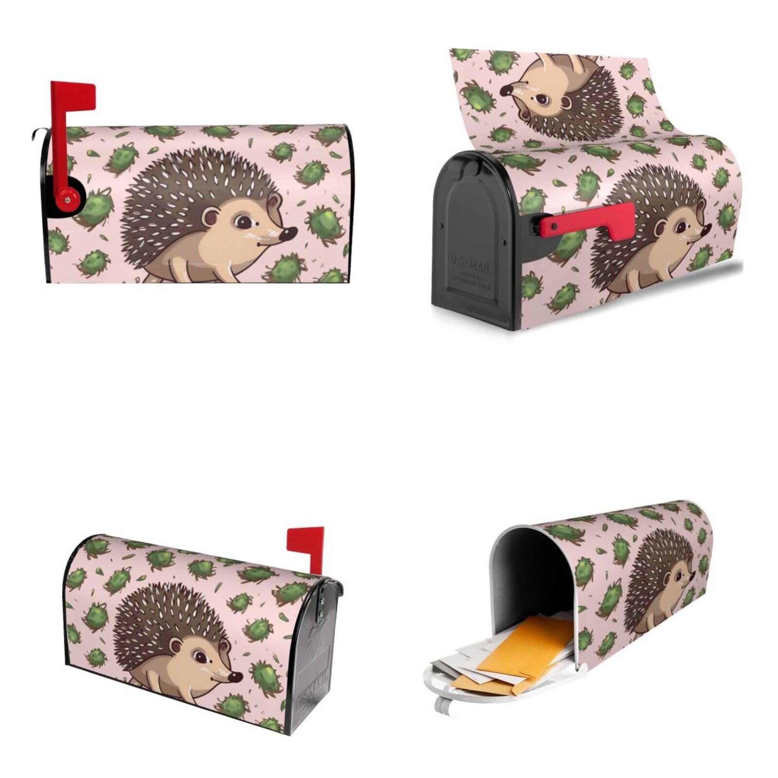 Cartoon Hedgehog Mailbox Covers Magnetic Wraps Post Letter Box Cover Garden Home Decor 25.5x21 in