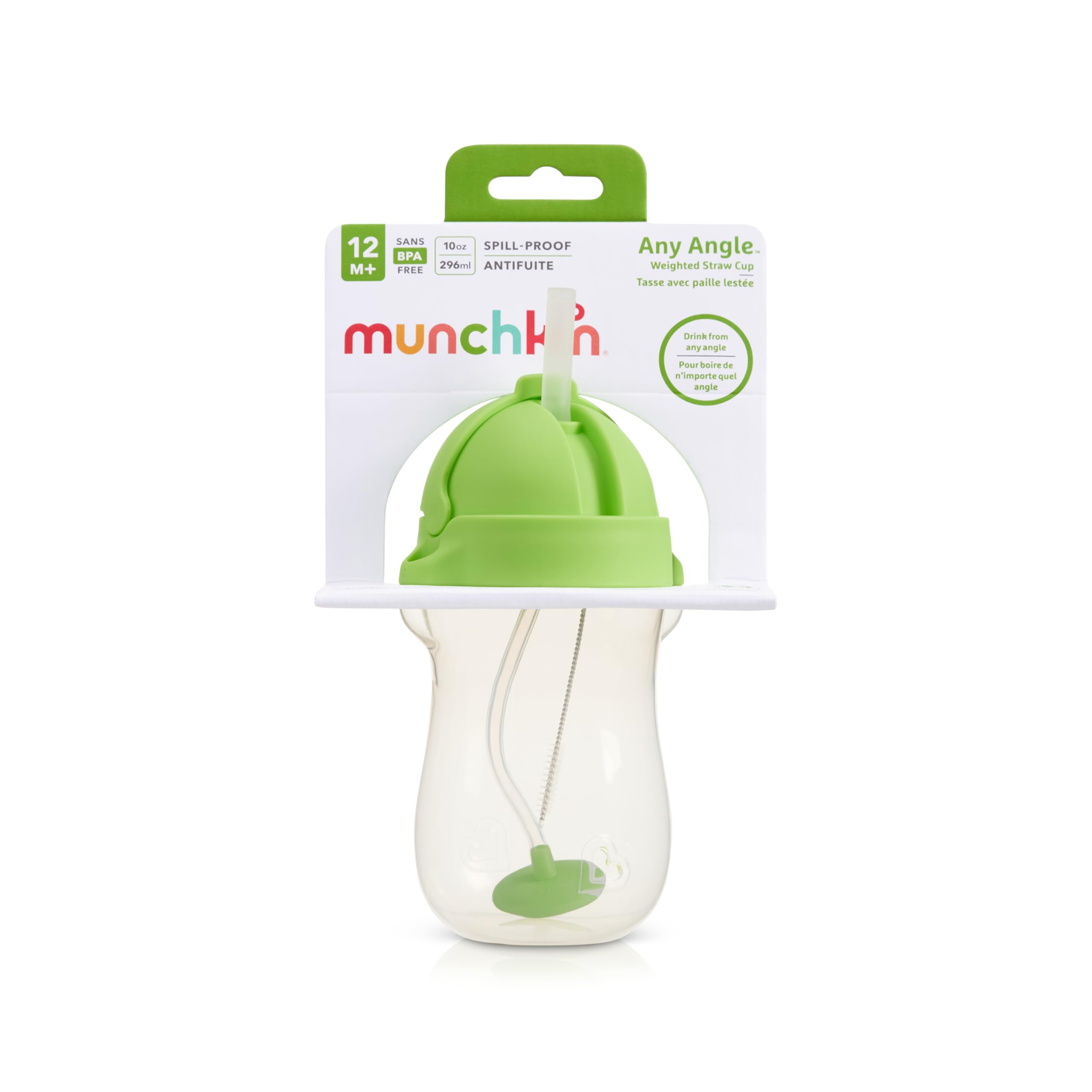 Munchkin Click Lock - 2 Vaso con pajita con peso en cualquier ángulo, 296 ml, color verde