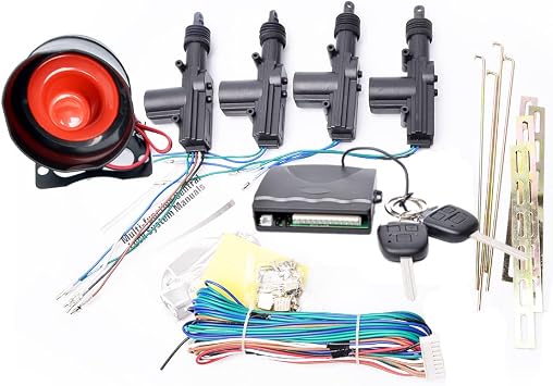 Keyless Entry Kit for Suzuki, Toyota, Honda, Nissan Vehicles, Answer Back, 4 Actuators, 1 Siren, Set of 2 Remote Controls with Cover K