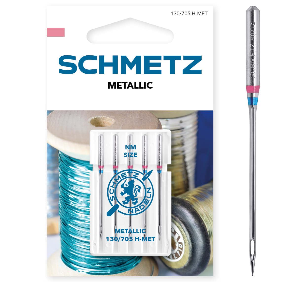 SCHMETZ | 5 Sewing Machine Needles | Metallic | 130/705 H-MET | Size 80/12 | Suitable for Sewing Metallic Threads