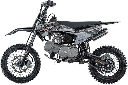 X-PRO Lynx 125cc Dirt Bike, 4-Speed Semi-Automatic Pit Bike with Zongshen 4-Stroke Engine, Kick Start Gas Dirt Bike, 14/12 Big Wheels, Air-Cooled Off-Road Motorcycle for Youth & Adults(Black)