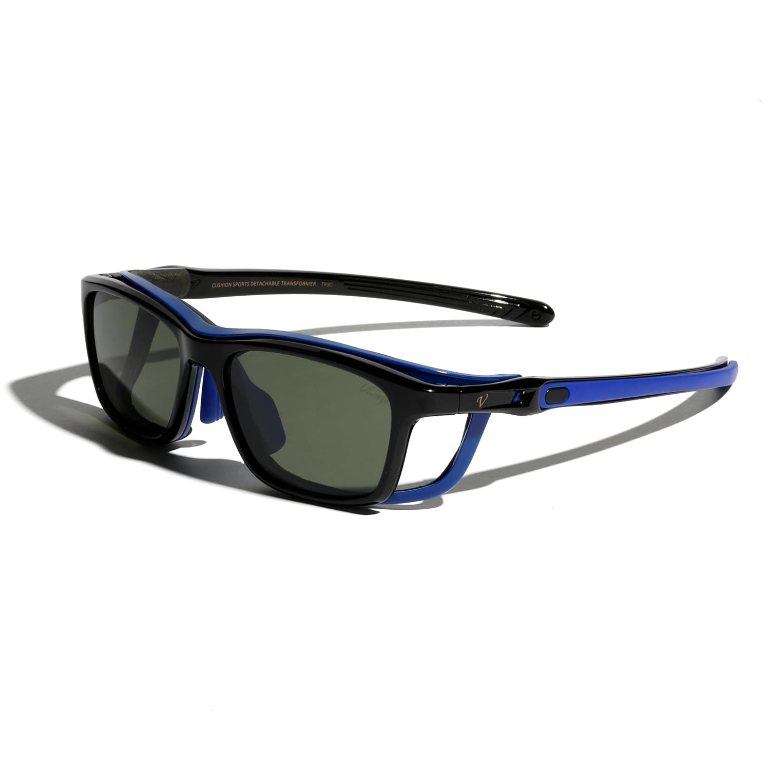 Vintage Rectangular Unisex Polarized Sunglasses with Detachable Shield & Sports Band | Best for Tennis/Pickleball/Golf/Bas...