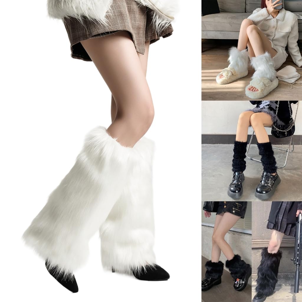 Women Furs Leg Warmer Winter Furry Long Boot Cuffs Fuzzy Party Costume for Holiday Festival Performances Play