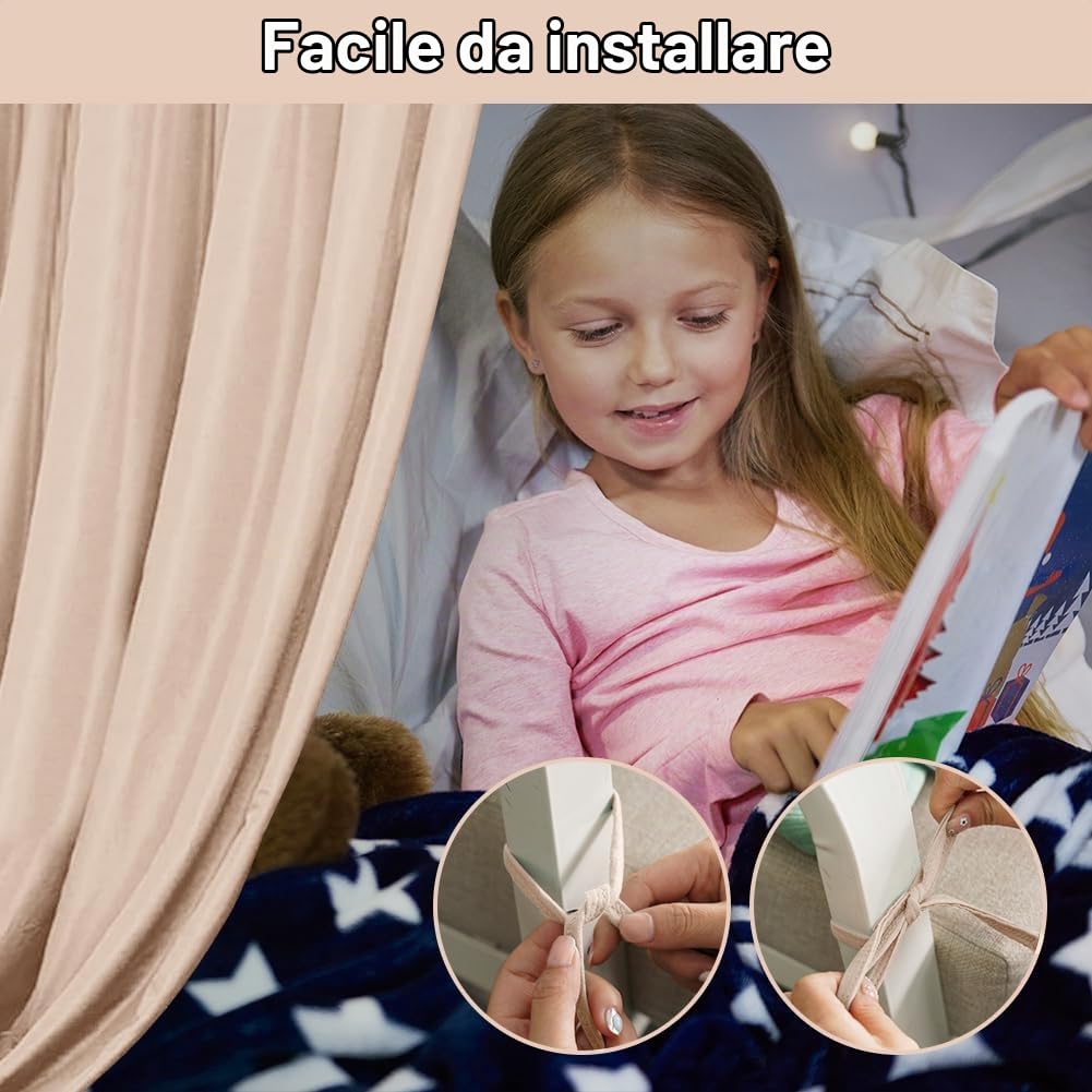 HOTUT Set di Decorazioni per Letto a Baldacchino, 130 * 320 CM, Set di 2 Baldacchini in Tessuto, Decorazione per La Cameretta Dei Bambini, per Lettino, Cameretta Dei Bambini, Beige