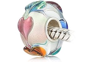 Murano Glass Bead Charm with Leaf