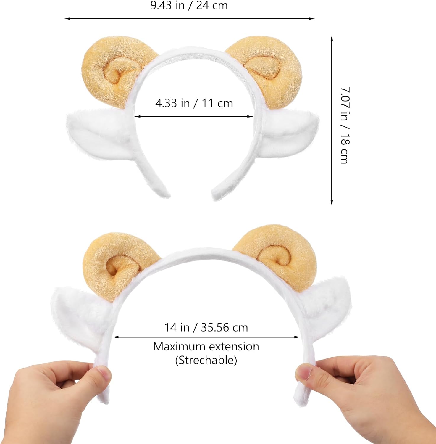 3Pcs Plush Goat Ears Headbands for Adults Adorable Sheep Horn Hair Accessories for Cosplay Birthday Halloween Parties Durable Stylish Farm Headwear