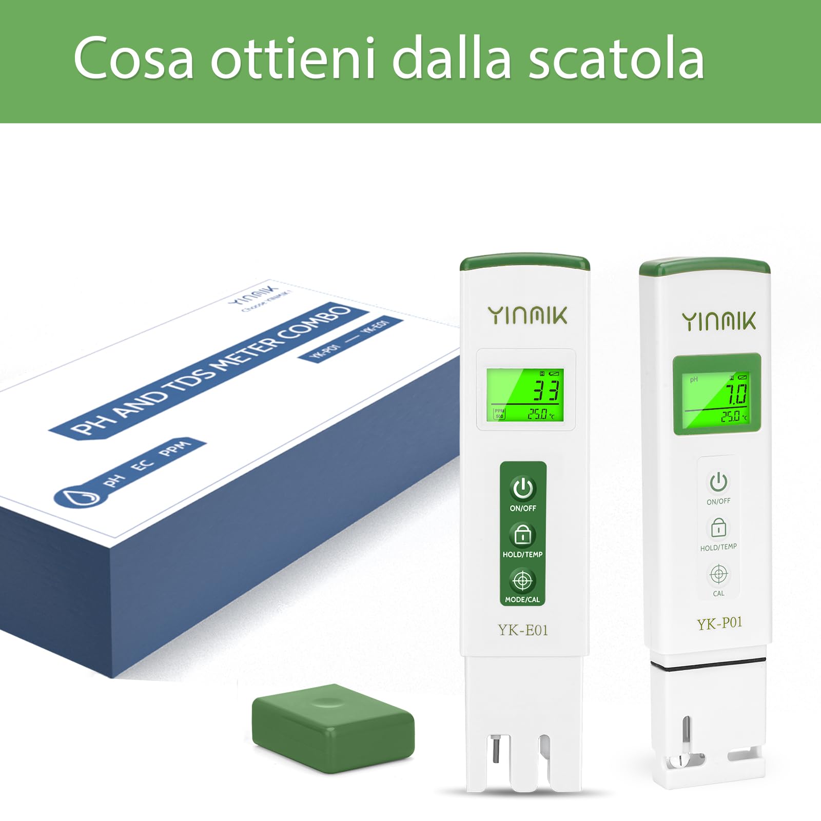 Misuratore Digitale 4 in 1 PH/TDS/EC/Temp. pHmetro Professionale con LCD per Acqua Piscina Acquario e Idroponica Tester TDS Acqua Conducimetro ad Alta Precisione con ATC per Misurazioni Accurate