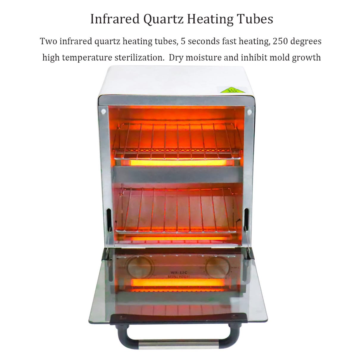 Esterilizador de alta temperatura para herramientas de uñas, esterilizador de calor seco de doble capa de 1000 W, capacidad de 12 litros, 100-250 ℃ con temporizador de 30 minutos para médicos