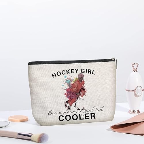 Miniatura 5 de kdxpbpz Bolsa deportiva de hockey con cremallera, regalos de hockey sobre hielo para niñas, amigos, diseños de hockey, bolsa de maquillaje,