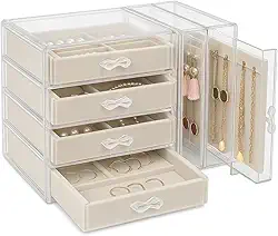 Porta-Joias 6 Gavetas em Acrílico Transparente – Organizador de Joias, Brincos, Colares e Bijuterias – Expositor com Design Moderno e Elegante