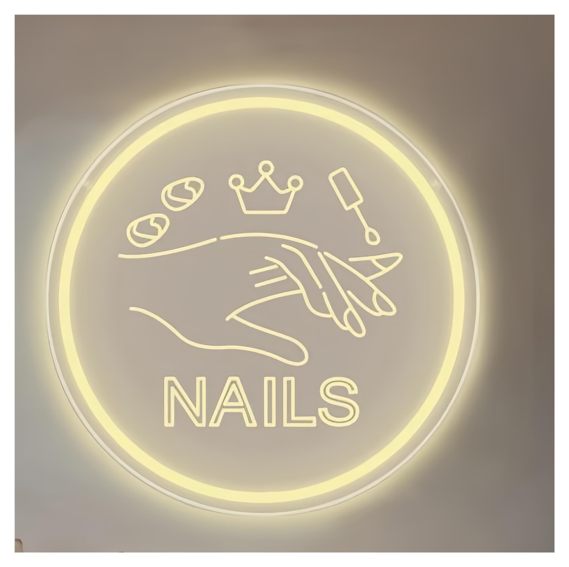 SHOUXI Sign Lamp Nails Neon Sign for Nail Shop Beauty Shop Decoration Business Signs Room Wall Decoration Lights 30x30cm(C)