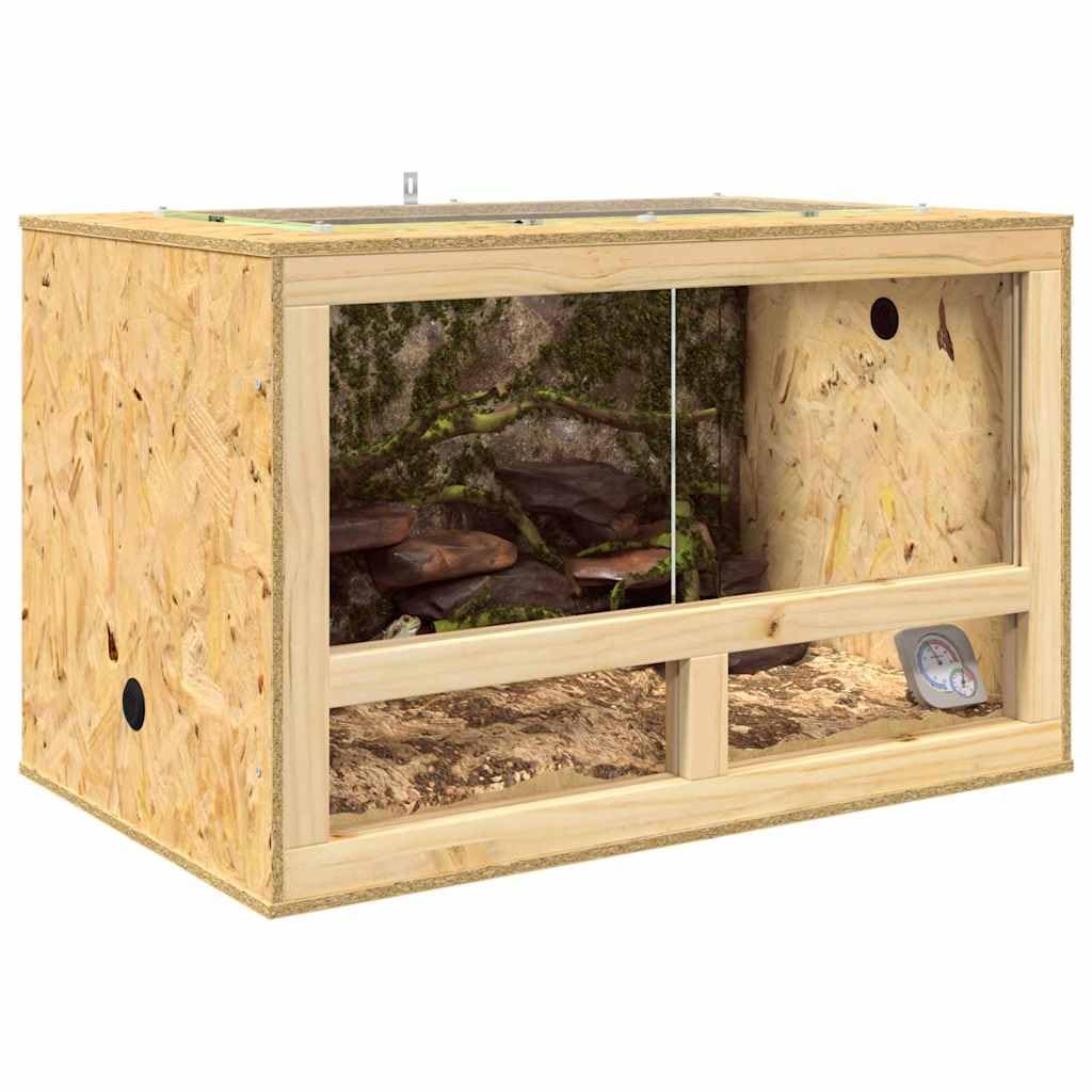 Terrarium pour reptiles 80 x 50 x 50 cm en bois OSB avec thermomètre pour serpents, lézards, amphibiens
