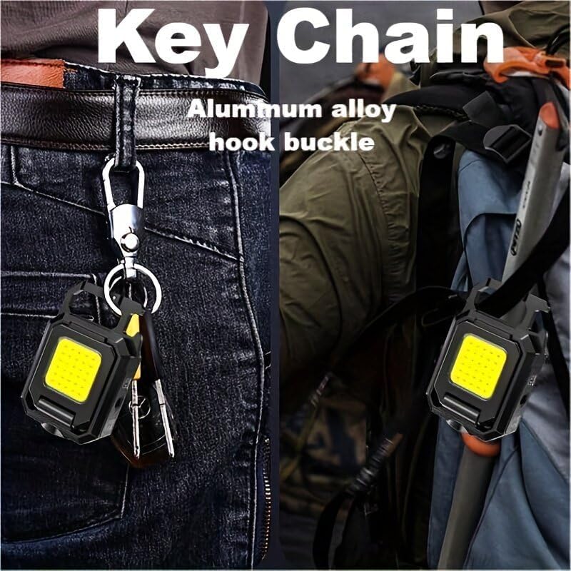 Luce Da Lavoro Ricaricabile COB, 500 Lumen, Portachiavi, Torcia - Foto 5