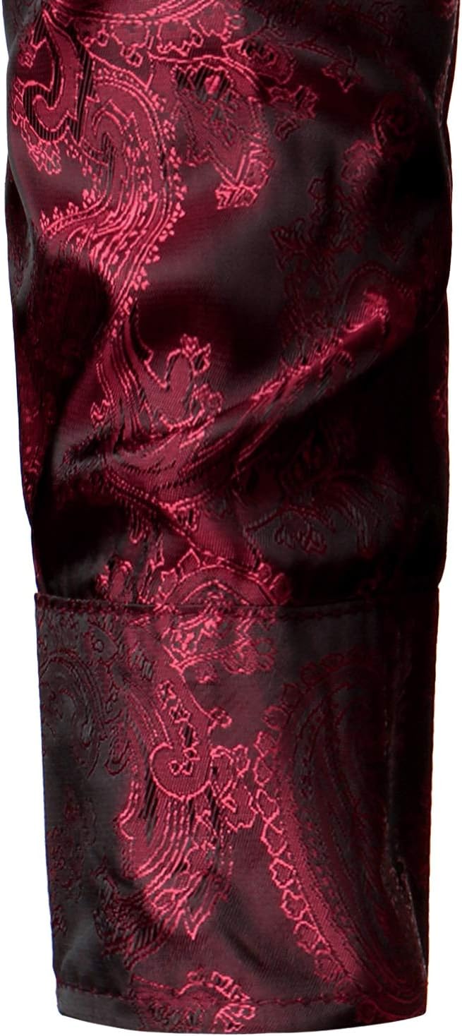 ZEROYAA Men's Paisley Jacquard Slim Fit Long Sleeve Button Up Dress Shirt for Party Prom - Image 2