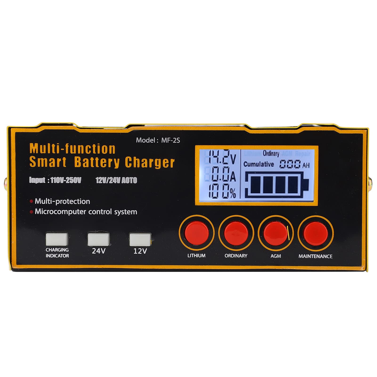 Eujgoov MF-2S Batterieladegerät, AC250V 220W Multifunktionaler Automatischer Intelligenter Batteriehalter für Auto(EU-Stecker)
