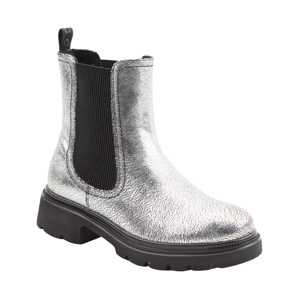 Heavenly FeetWomens Zeta Silver Chelsea Vegan Ankle Boots