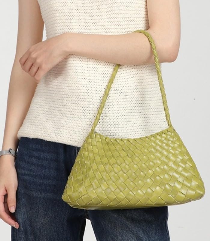 Bolso bandolera de poliuretano tejido vintage para mujer