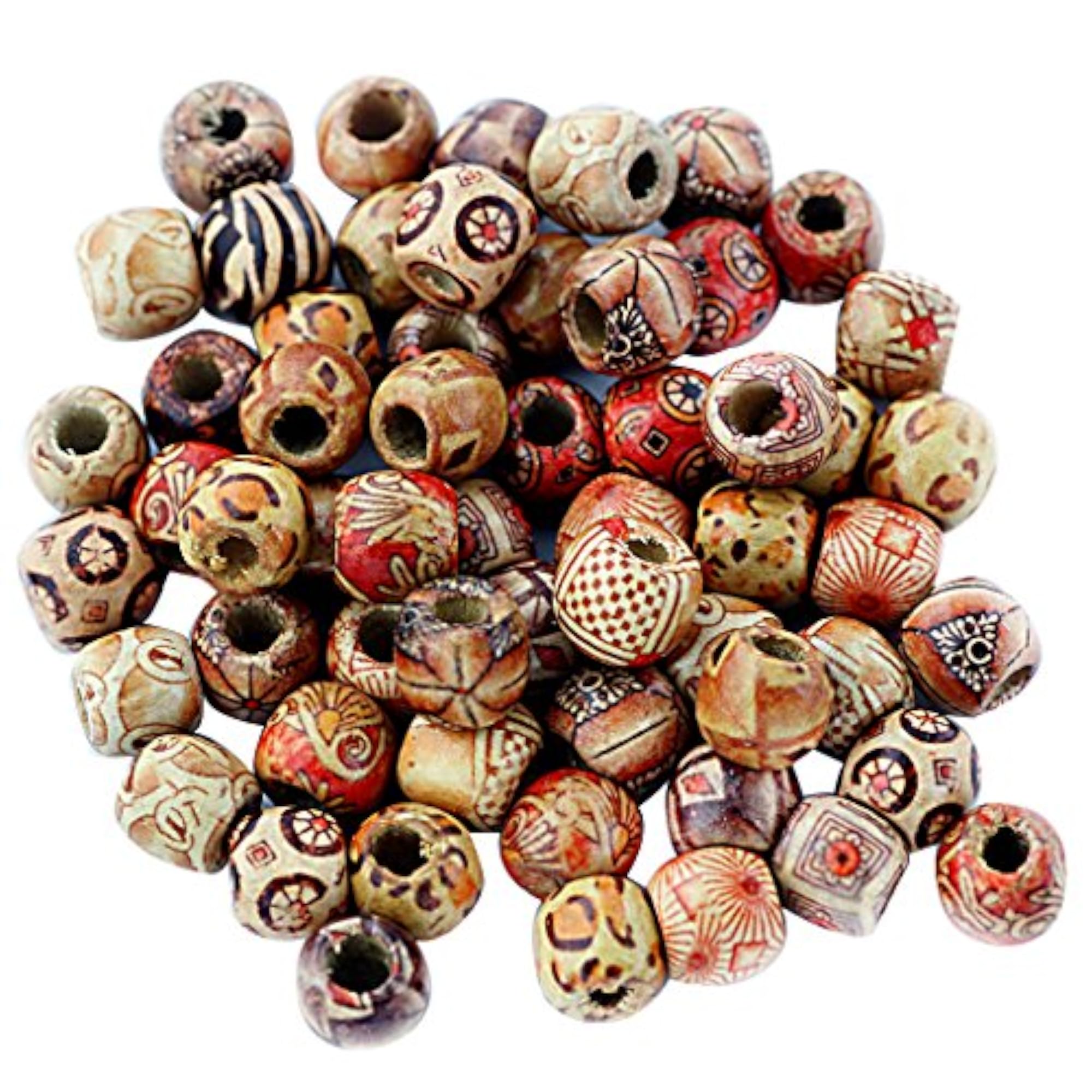 Mixed Round Wooden Beads for Jewellery Making Loose Spacer Charms