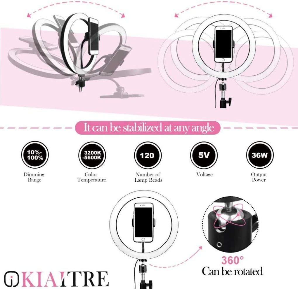 Anello Luminoso da 6'' con Supporto e Supporto per Telefono, Kit di luci ad Anello LED per Selfie 3 modalità Luce, Compatibile con Video/Fotografia di Youtube,6''