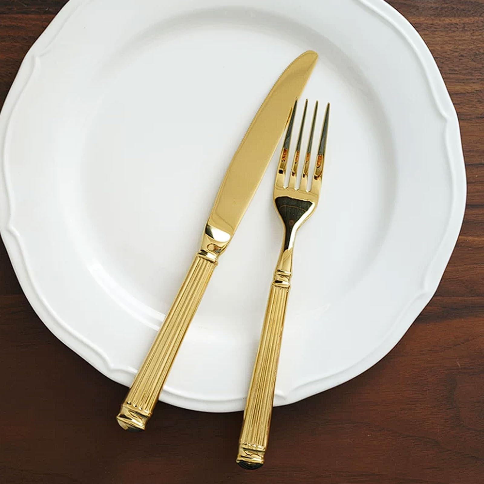 Juego de cubiertos acero inoxidable dorado 4 piezas, cuchillo for cena, tenedor, cuchara, vajilla estilo occidental apta for lavavajillas