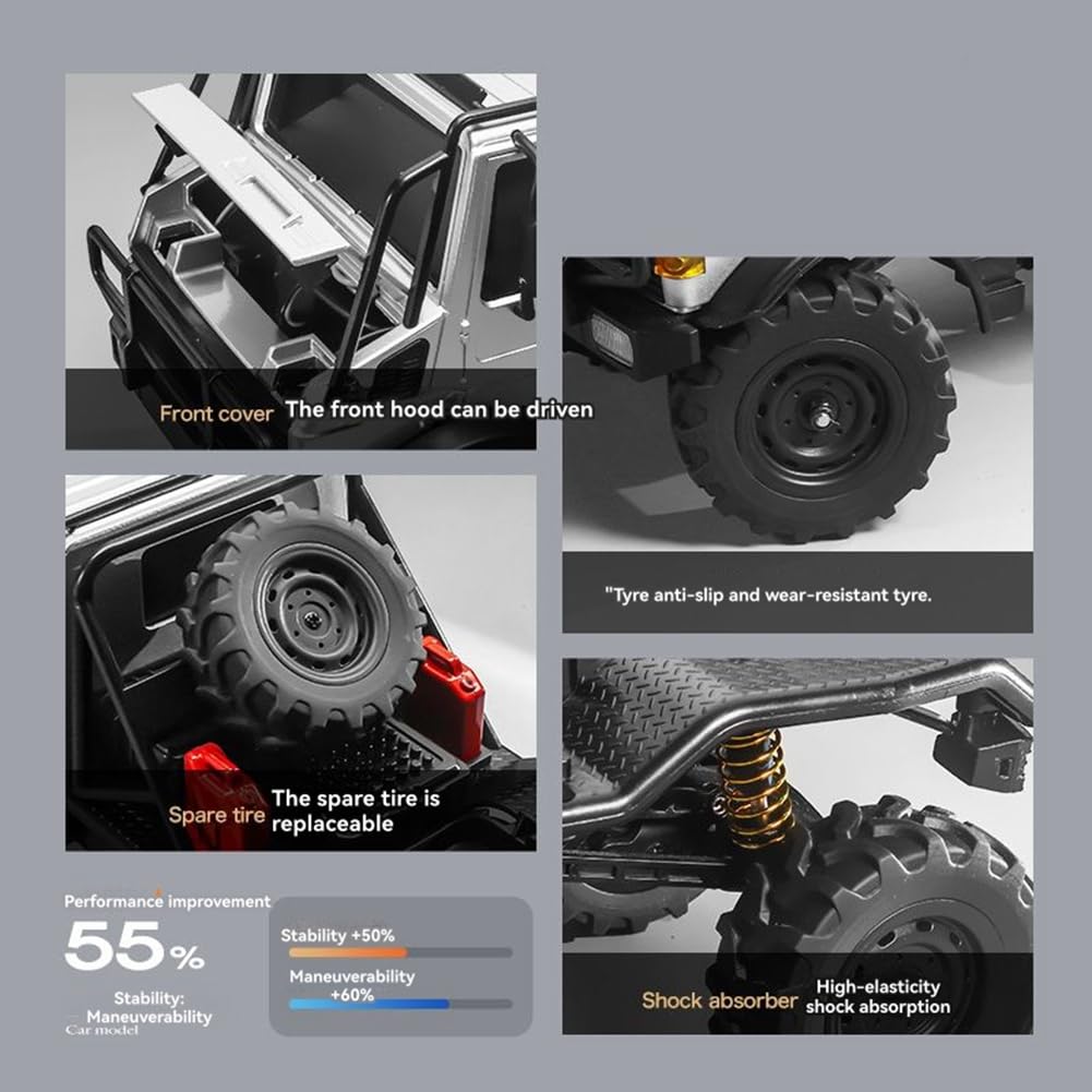 MN333 U4000 1/18 Scala RC Auto 4WD Veicolo Fuoristrada da Arrampicata Frontale in Metallo Modello di Auto Telecomandata Elettrica Illuminazione Simulata A