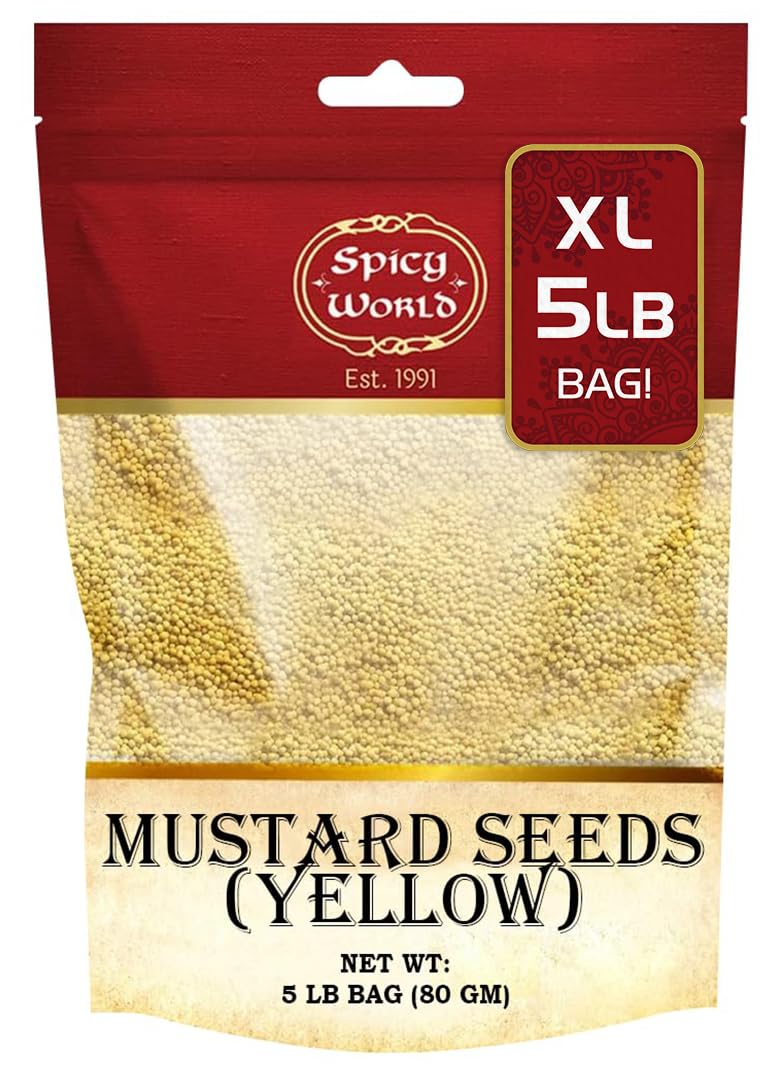 Spicy World Yellow Mustard Seeds Bulk, 5-Pounds