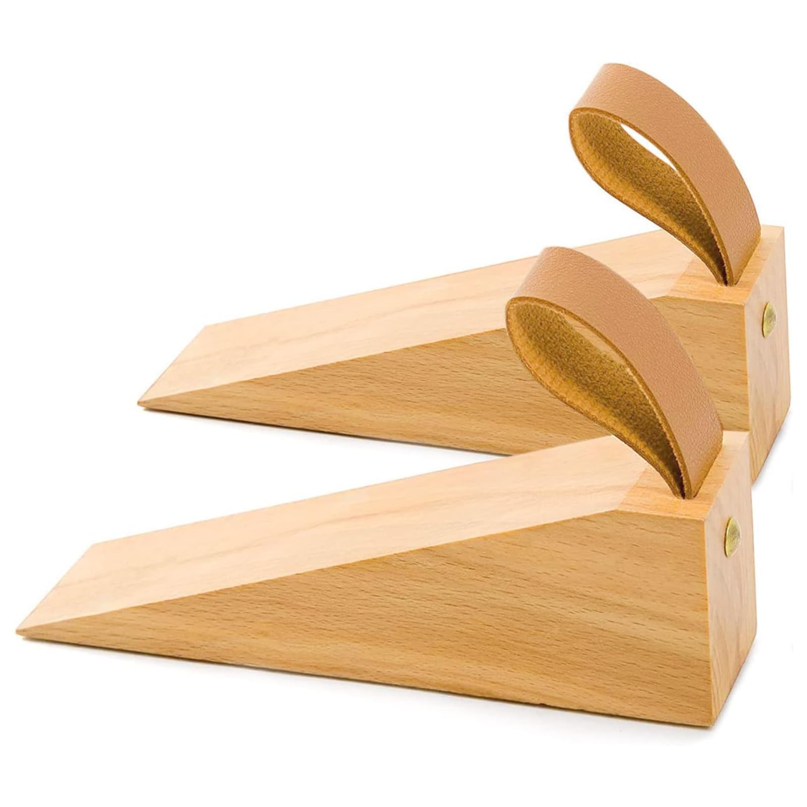 Aputue 2 Pcs Wooden Door Stopper, Non-Slip, Fits 0.2"-1.3" Door Bottom Seams, No Drilling Needed, Suitable for Wood, Glass & Fire Doors