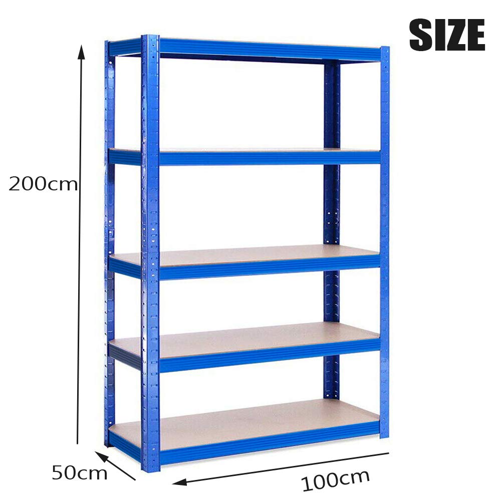 Scaffalatura per carichi pesanti 200 x 100 x 50 cm (altezza x larghezza x profondità), portata fino a 175 kg per ripiano. Utilizzabile come scaffale da cantina, da magazzino, da officina o garage,