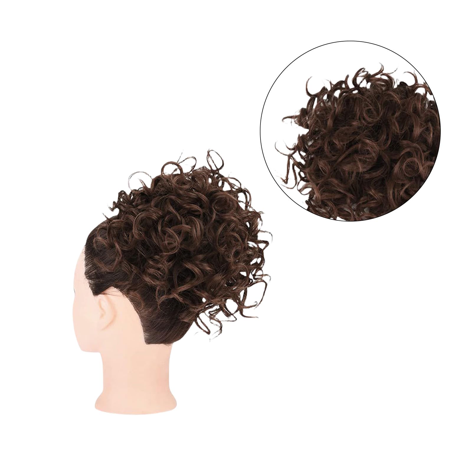 Messy Bun, Short Curly Drawstring ,Extension Loose Bun Hair ,Pieces for Women High Temperature Synthetic Bun Extension 60g Black (4-30) - Image 2
