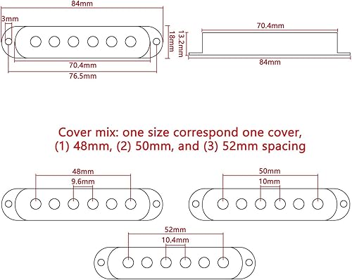 Swhmc Kit de cubiertas de pastilla de guitarra de bobina única, carcasa de plástico cerrada para guitarra eléctrica, con juego de tapas de