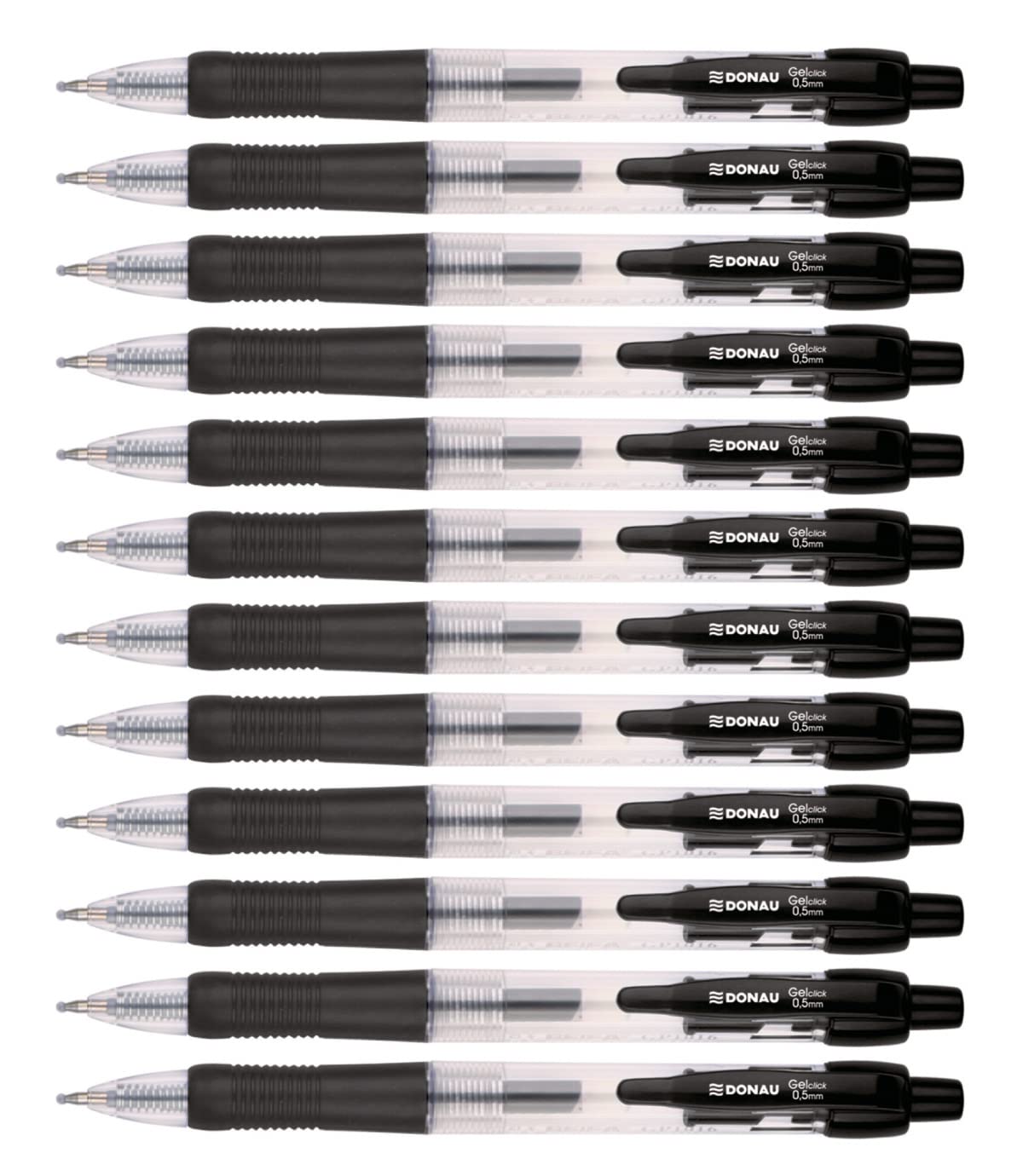 OFFICER PRODUCTS DONAU Classic - Bolígrafo de gel a presión (12 unidades, grosor de trazo: 0,25 mm, diámetro de bola: 0,5 mm, agarre suave al tacto