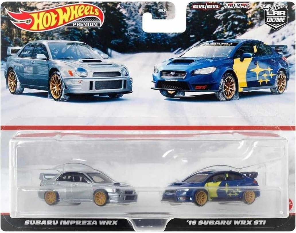Hot Wheels HKF60 Premium 2-Pack Subaru Impreza WRX / '16 Subaru WRX STI [Mini Car] [3 Years Old and Up]