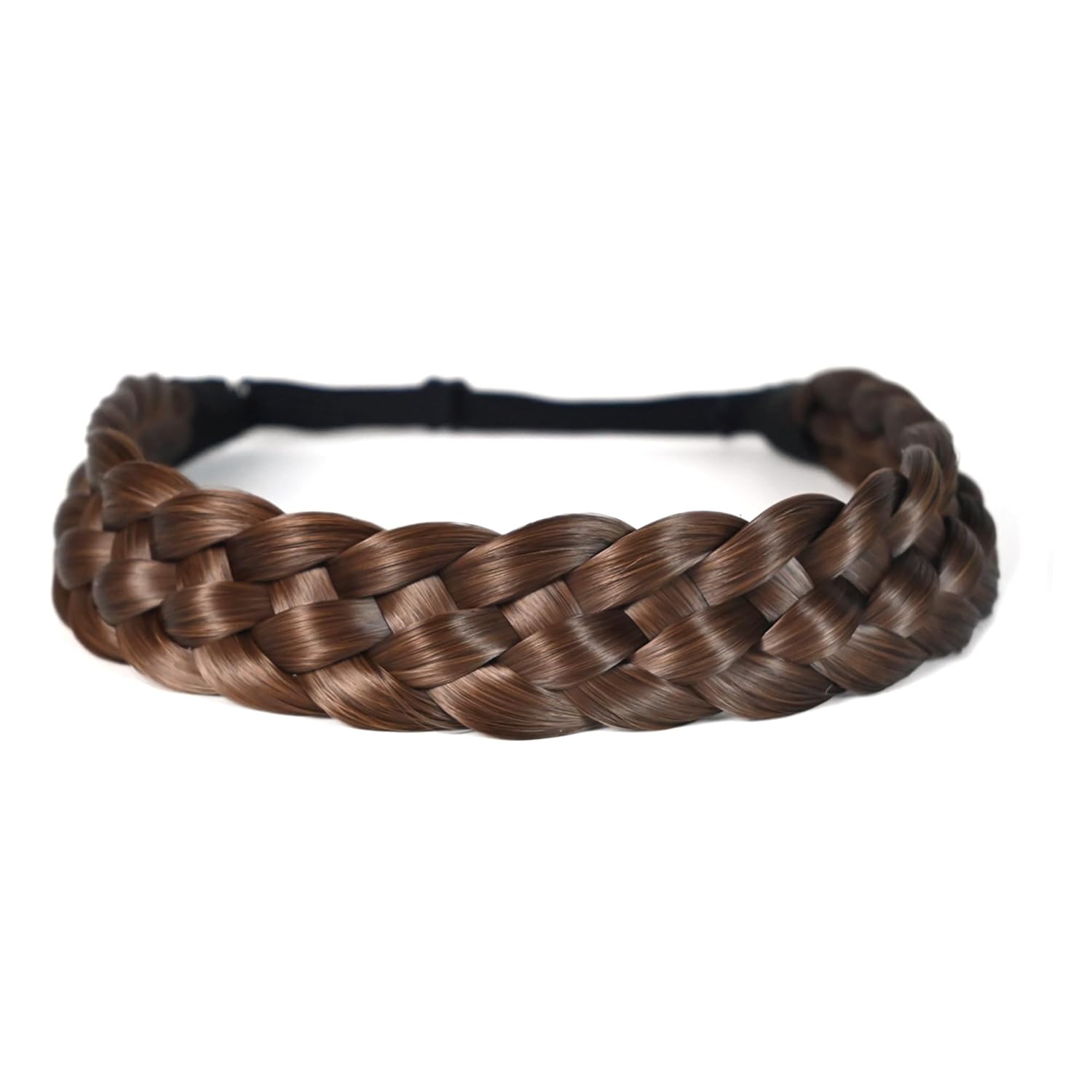 TOECWEGR 5 Strands Synthetic Hair Braided Headband Hairpiece Classic Chunky Wide Plaited Braids ElasticMulti Color Headband Ladies Beauty Hair Accessories Chestnut blonde hair
