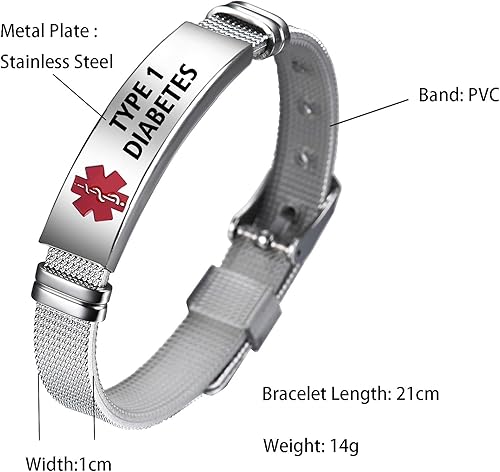 Miniatura 2 de TGLS Pulsera de emergencia roja con identificación de alerta médica para mujeres, hombres, primeros auxilios, personas mayores, alarma de salud,