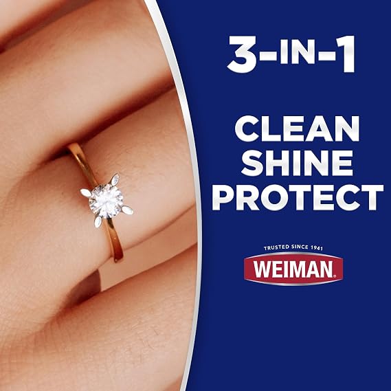 Weiman Gold & Diamond 3-in-1 Wipes - The Premium Jewelry Cleaner, Removes Tarnish and Dirt, Restores & Protect Sparkle and Shine, Easy-to-Use Wipes, Safe for Silver, Platinum, Gemstone, Titanium