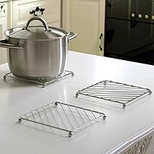 Stainless Steel Hot Pot Stand (Pack of 3) – Heat Resistant Kitchen Trivet Set, Non-Slip Metal Hot Mat for Dining Table, Countertop & Cookware (Pack of 3)