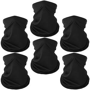 6 Pack Neck Gaiter Balaclava Bandana Gator Face Mask Scart Cover Breathable Sun Protection Headwear for Men Women