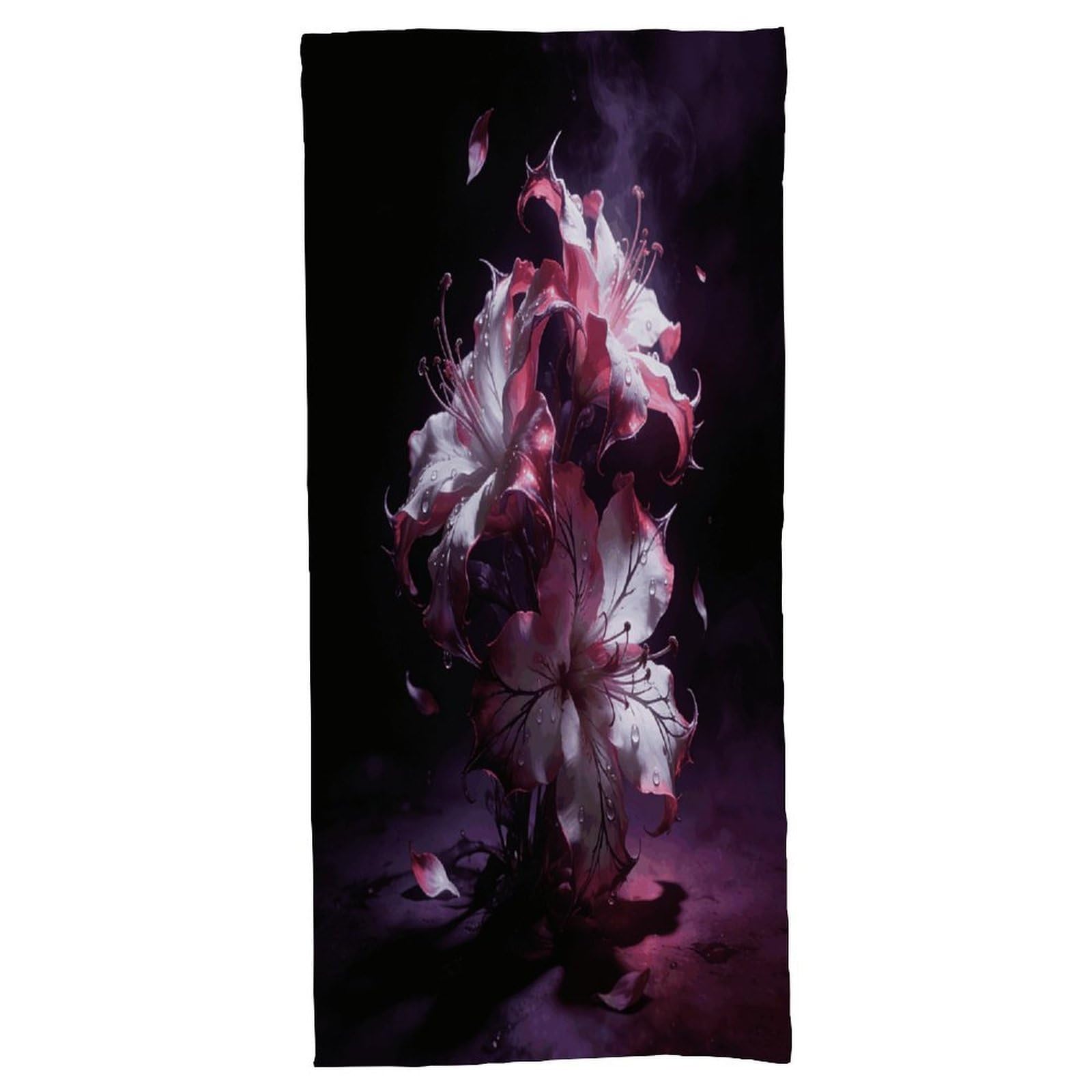 Fodpand Style Dark Fantasy Contrast Floral Bath Towel, Highly Absorbent & Quick Drying Beach Towel, Compact & Lightweight Pool Towel For Bathroom, Beach, Pool, Gym, Spa, And Hotel Use