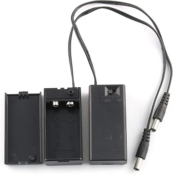 E-outstanding Battery Holder 2PCS 9V Battery Boxes Case with ON/Off Switch and 5.5 x 2.1mm DC Plug Lead Wire for Arduino