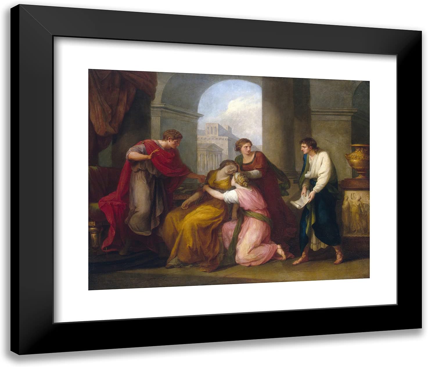 ArtDirect Kauffman, Angelica 23x20 Black Ornate Framed Art Print with Double Matting Titled: Virgil Reading the Aeneid to Augustus and Octavia